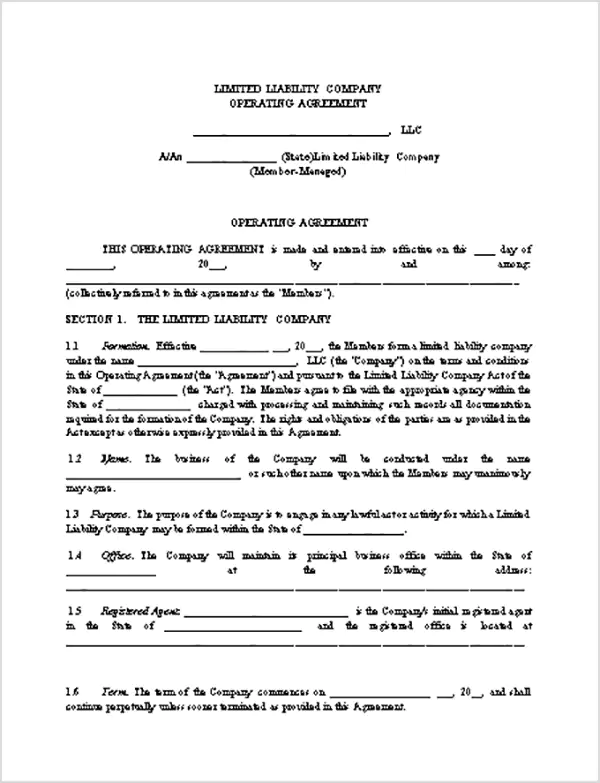 LLC Operating agreements