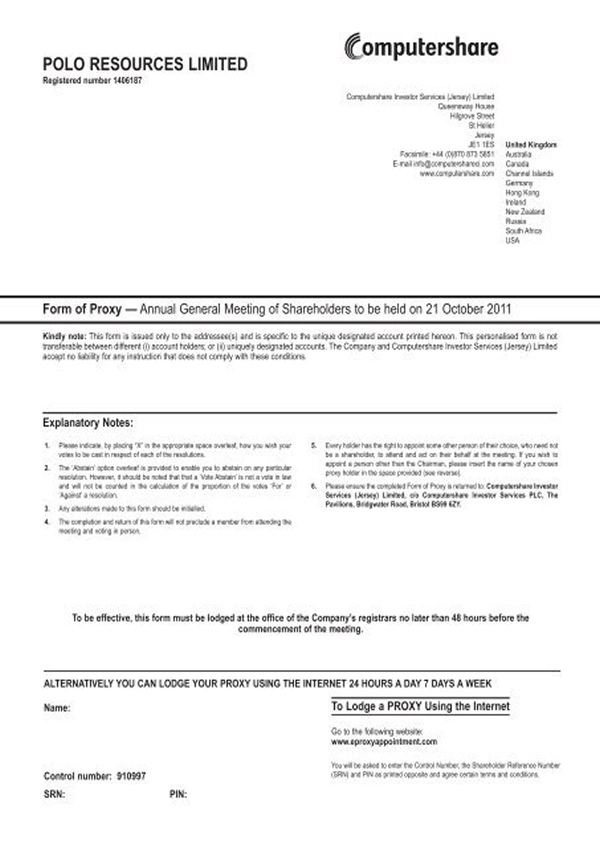 Proxy statement sample